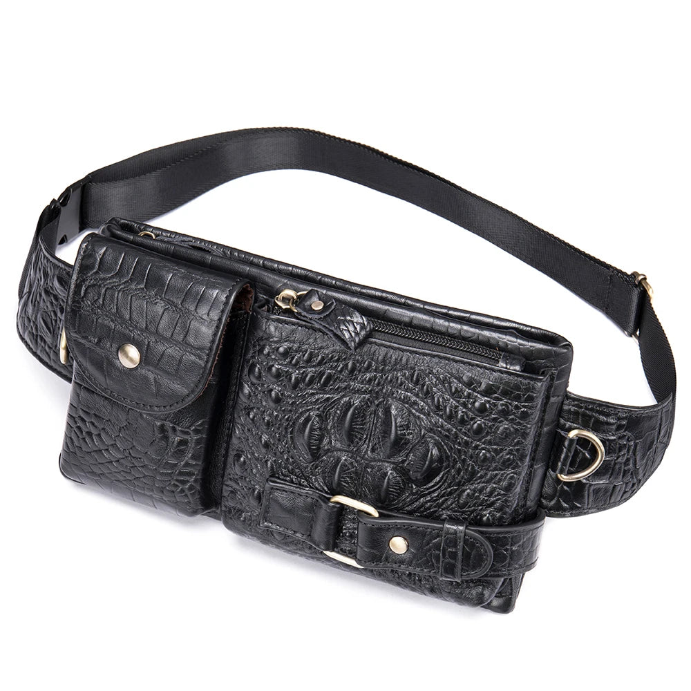 WESTAL Genuine Leather Waist Packs Men Waist Bags Fanny Pack Belt Bag Phone Bags Travel Waist Pack Male Small Waist Bag Leather