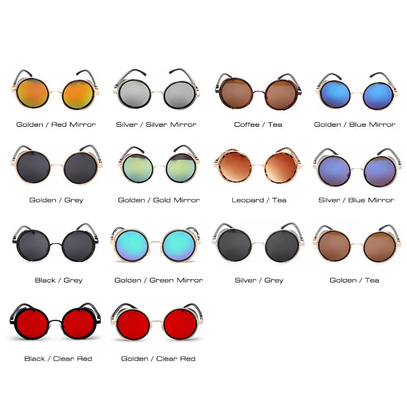 SHAUNA Vintage Women Steampunk Retro Coating Men Round Sunglasses Brand Designer Punk Sun Glasses UV400
