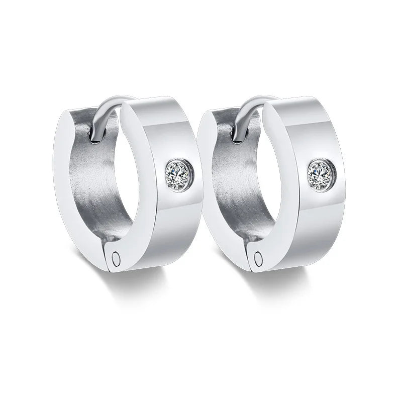 VNOX Cute Hoop Earrings for Men Punk Stainless Steel Huggie Small Earrings 4 Color