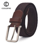Men Women Casual Knitted Belt Woven Canvas Elastic Expandable Braided Stretch Belts Plain Webbing strap