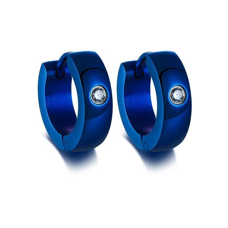 VNOX Cute Hoop Earrings for Men Punk Stainless Steel Huggie Small Earrings 4 Color