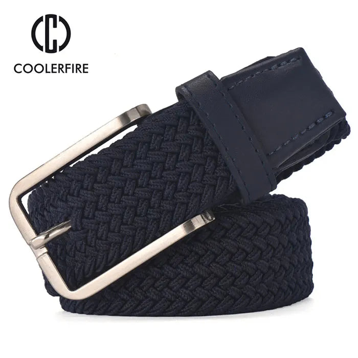 Men Women Casual Knitted Belt Woven Canvas Elastic Expandable Braided Stretch Belts Plain Webbing strap