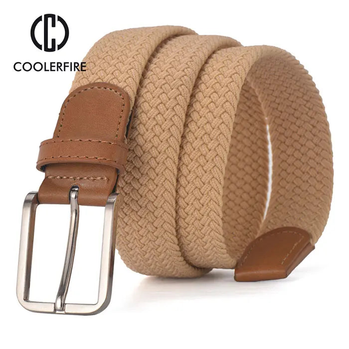 Men Women Casual Knitted Belt Woven Canvas Elastic Expandable Braided Stretch Belts Plain Webbing strap