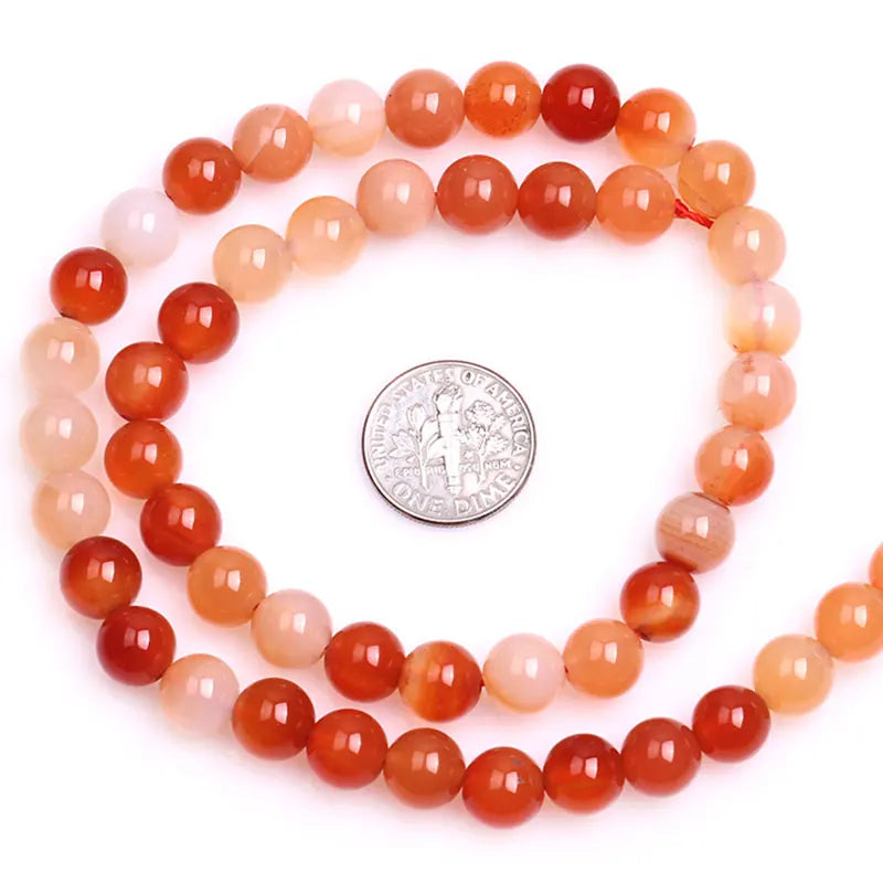 Natural Red Carnelian Round Beads For Jewelry Making Strand 15inch Loose DIY Bracelet Necklace 6mm 8mm 10mm