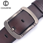 Coolerfire Fashion Cowhide Genuine Leather Belt Men Black Jeans Strap Male Vintage Casual Men Belts HQ024