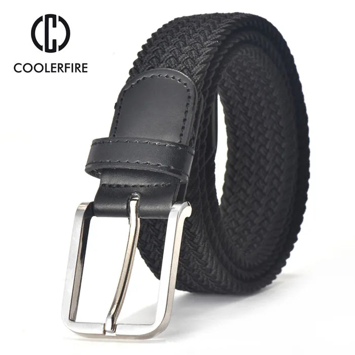 Men Women Casual Knitted Belt Woven Canvas Elastic Expandable Braided Stretch Belts Plain Webbing strap