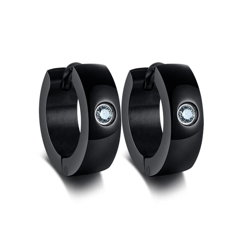 VNOX Cute Hoop Earrings for Men Punk Stainless Steel Huggie Small Earrings 4 Color