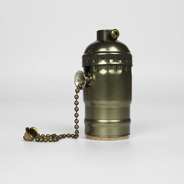 Vintage E27 Aluminum Retro Antique Lamp Base Holder Screw Aluminum Shell Bulb Light Screw Socket 3 Colors with Switch 110V/220V