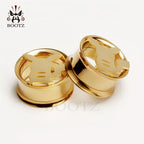 KUBOOZ Stainless Steel Ear Plugs Body Piercing Screw Tunnels Stretchers Cute Fashion Jewelry Earrings Expander For Gift 2PCS 0G