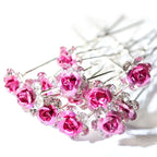 20PCs/Lot Women Bridal Wedding Crystal Diamante Flower Rose Hairpin Clip Barrettes Sticks Hair Braider Styling Tools Accessories
