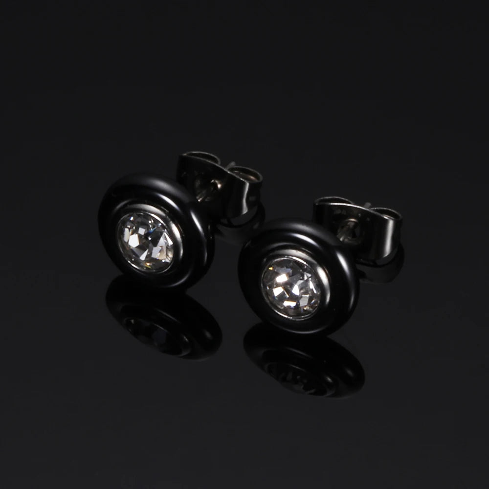 New Wedding Earring Jewelry Black White Ceramic Stud Earrings For Women girl Kids With  AAA Health Ceramic Zirconia Earring