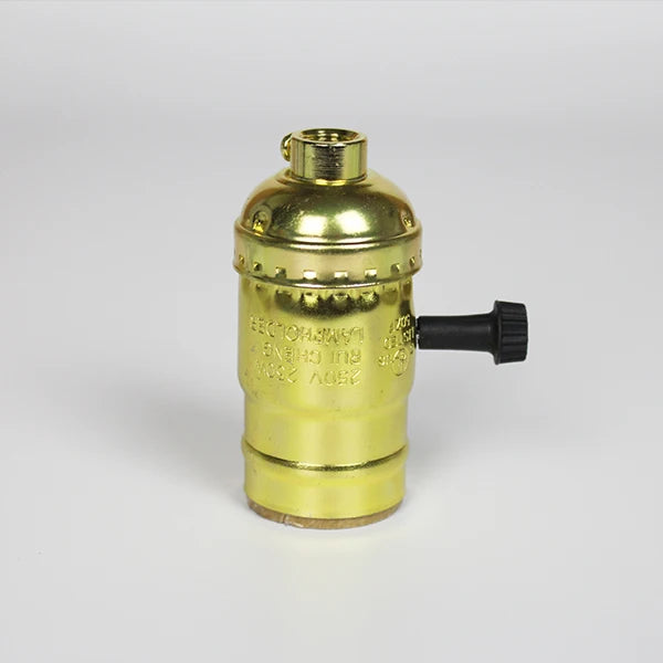 Vintage E27 Aluminum Retro Antique Lamp Base Holder Screw Aluminum Shell Bulb Light Screw Socket 3 Colors with Switch 110V/220V