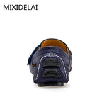 MIXIDELAI Fashion Moccasins For Men Loafers Summer Walking Breathable Casual Shoes Men Hook&loop Driving Boats Men Shoes Flats