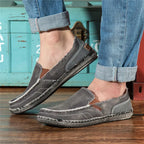 MIXIDELAI classic canvas shoes men 2025 lazy shoes blue grey green canvas moccasin men slip on loafers washed denim casual flats