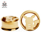 KUBOOZ Stainless Steel Ear Plugs Body Piercing Screw Tunnels Stretchers Cute Fashion Jewelry Earrings Expander For Gift 2PCS 0G