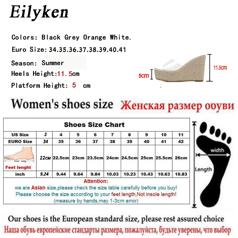 Eilyken Summer Fashion PVC Jelly Wedges Platform Women's Slippers Sandals Casual Shoes Size 34-40