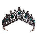 Baroque Bronze Black Green Crystal Bridal Tiaras Crown Vintage Rhinestone Diadem for Brides Headbands Wedding Hair Accessories