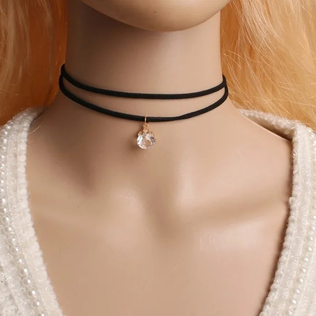 Wholesale New Styles Bijoux Love Vintage Triangle Geometry Tattoo Waterdrop Clavicle Choker Necklace For Women Chain Jewelry