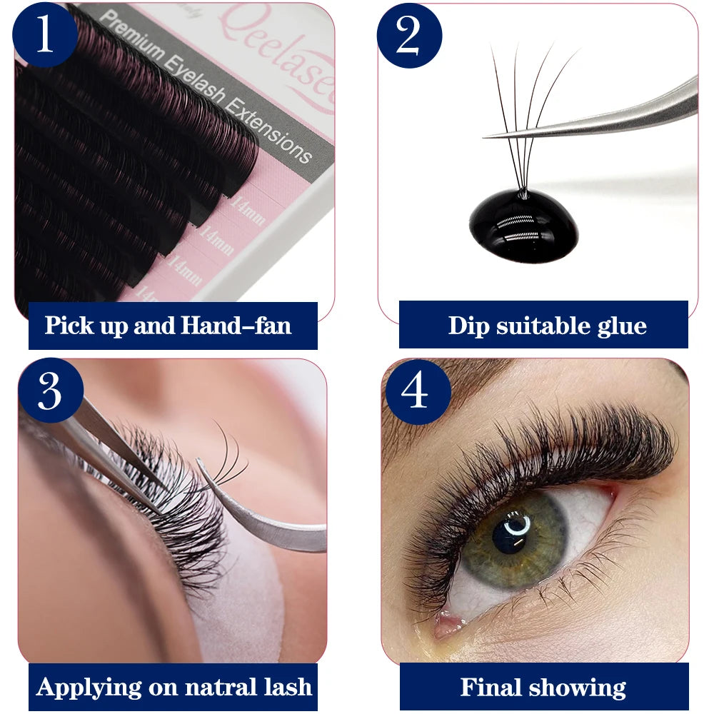Qeelasee False Eyelash Extensions professional Mink Individual Lashes supplies maquiagem cilios volume fan eye lashes wholesale