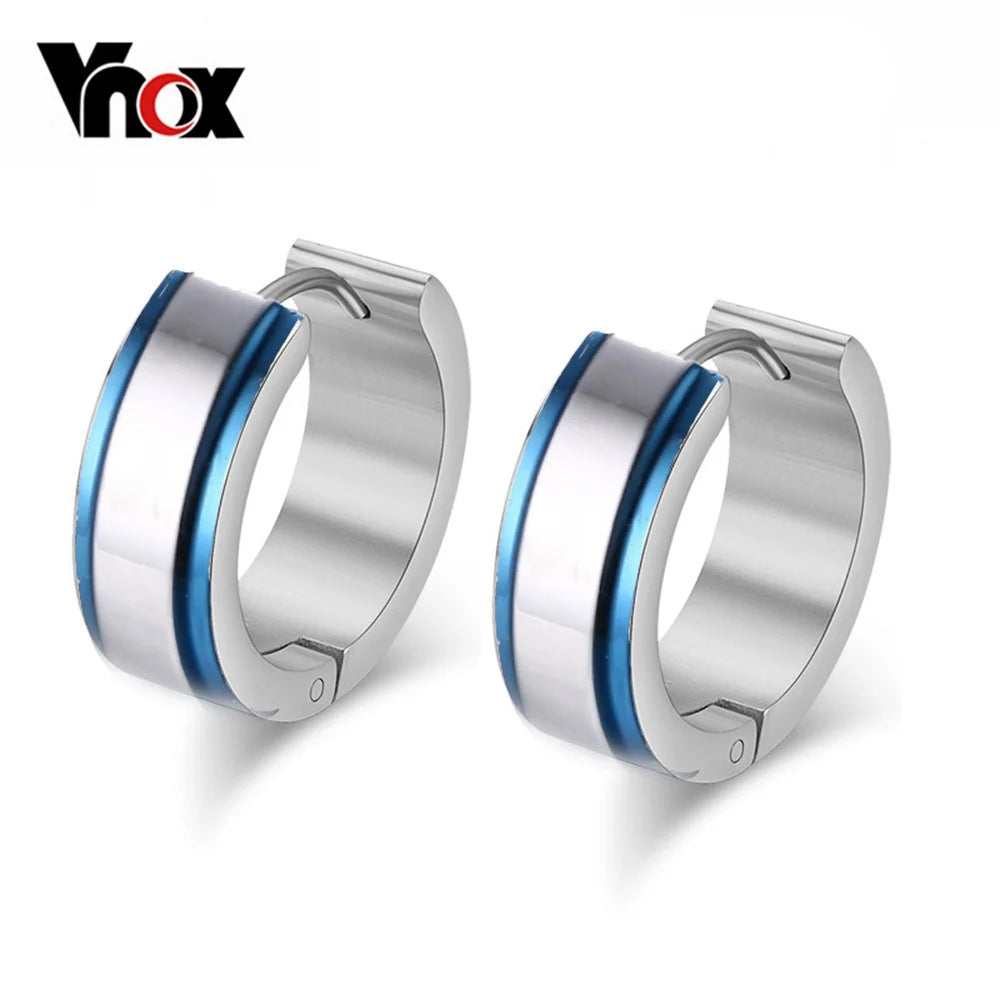VNOX Cute Hoop Earrings for Men Punk Stainless Steel Huggie Small Earrings 4 Color