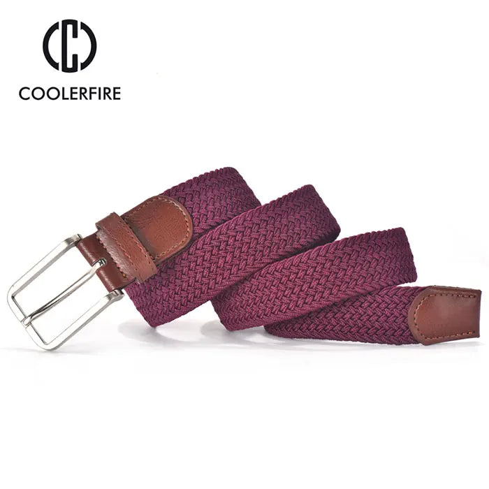 Men Women Casual Knitted Belt Woven Canvas Elastic Expandable Braided Stretch Belts Plain Webbing strap