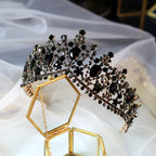 Baroque Bronze Black Green Crystal Bridal Tiaras Crown Vintage Rhinestone Diadem for Brides Headbands Wedding Hair Accessories
