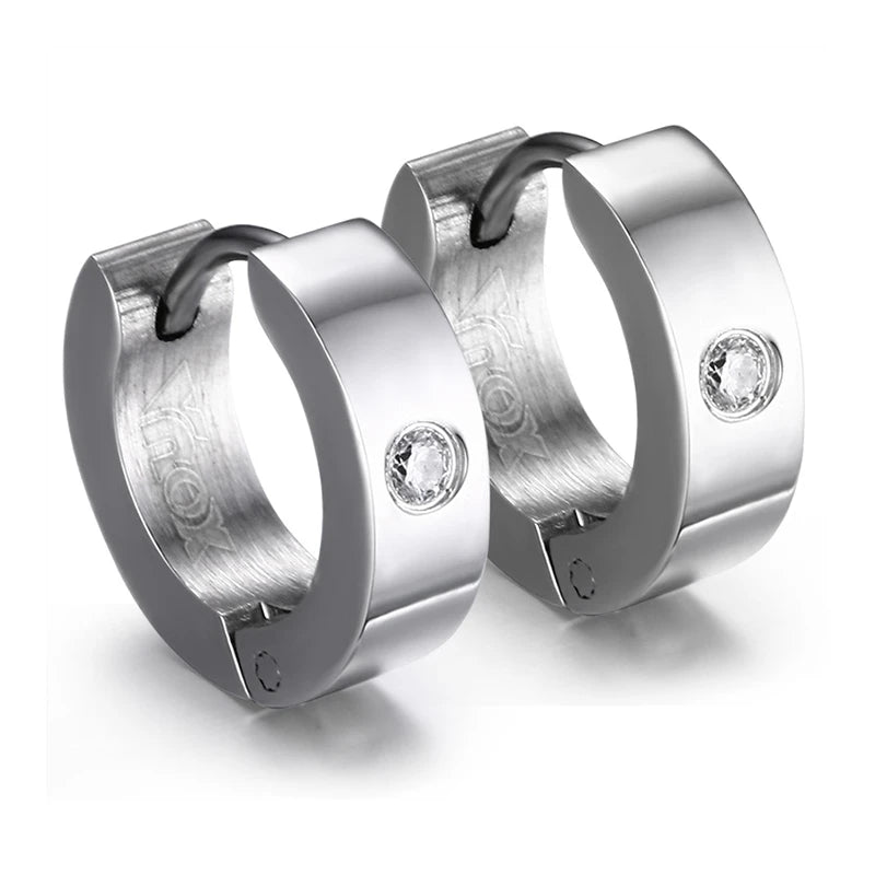 VNOX Cute Hoop Earrings for Men Punk Stainless Steel Huggie Small Earrings 4 Color