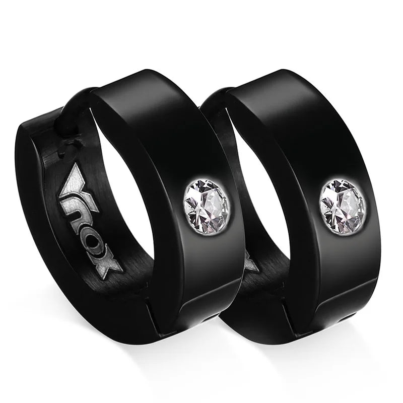 VNOX Cute Hoop Earrings for Men Punk Stainless Steel Huggie Small Earrings 4 Color