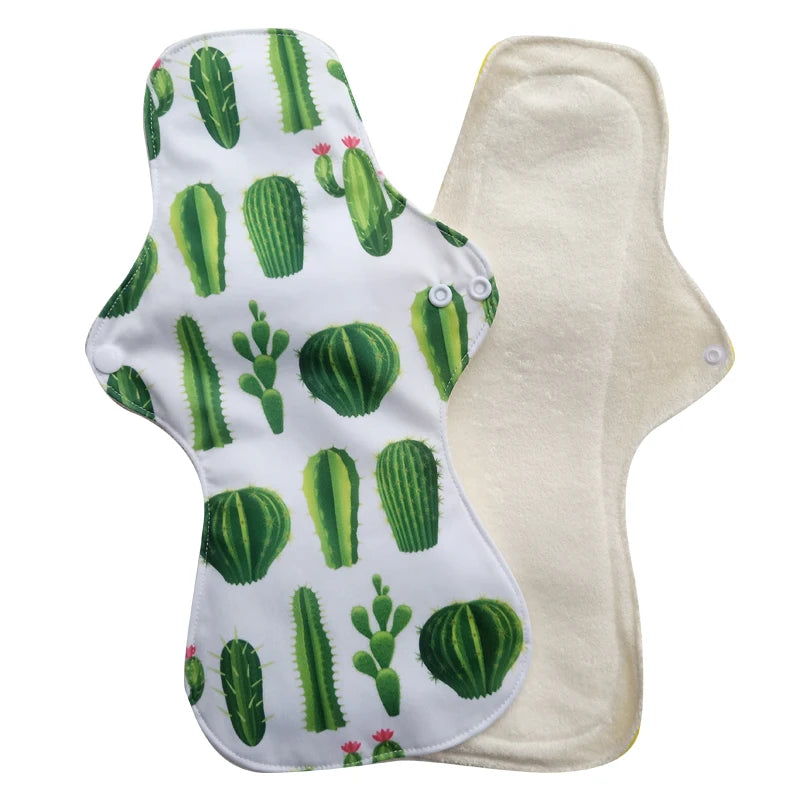 Reusable Menstrual Pads for Women, Heavy Flow, Bamboo Washable Sanitary Napkins, Printed Night Use, Breathable, 1Pc Size 13"