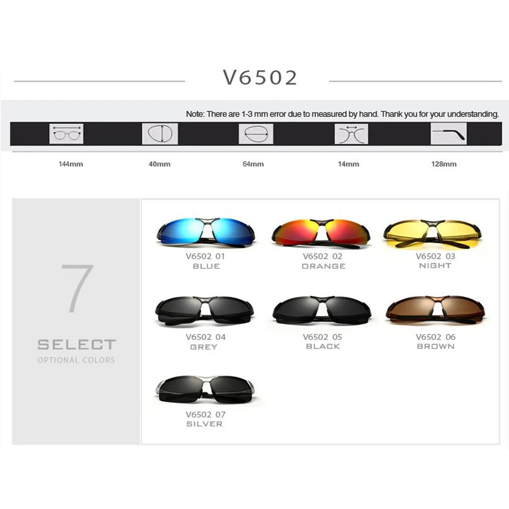 VEITHDIA Aluminum Magnesium Men's Polarized VU400 Sun Glasses Night Vision Mirror Male Eyewear Sunglasses Goggle Oculos  6502