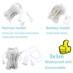 2x2/3x2/6x3M Wedding Fairy String Light Christmas 300 LED Holiday Garland For Garden Party Outdoor Home Street Curtain Decor