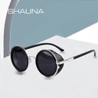 SHAUNA Vintage Women Steampunk Retro Coating Men Round Sunglasses Brand Designer Punk Sun Glasses UV400
