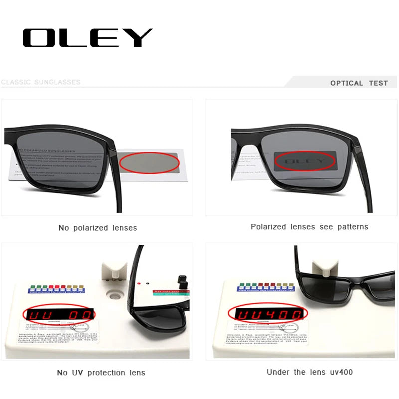 OLEY-Polarized Sunglasses for Men, Retro Square Sun Glasses, Unisex Driving Goggles, Brand Designer, Y6625
