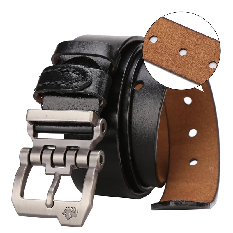 BISON DENIM Genuine Leather Belt For Men Gift Designer Jeans Belts Men's High Quality Cowskin Personality Buckle Vintage N71223