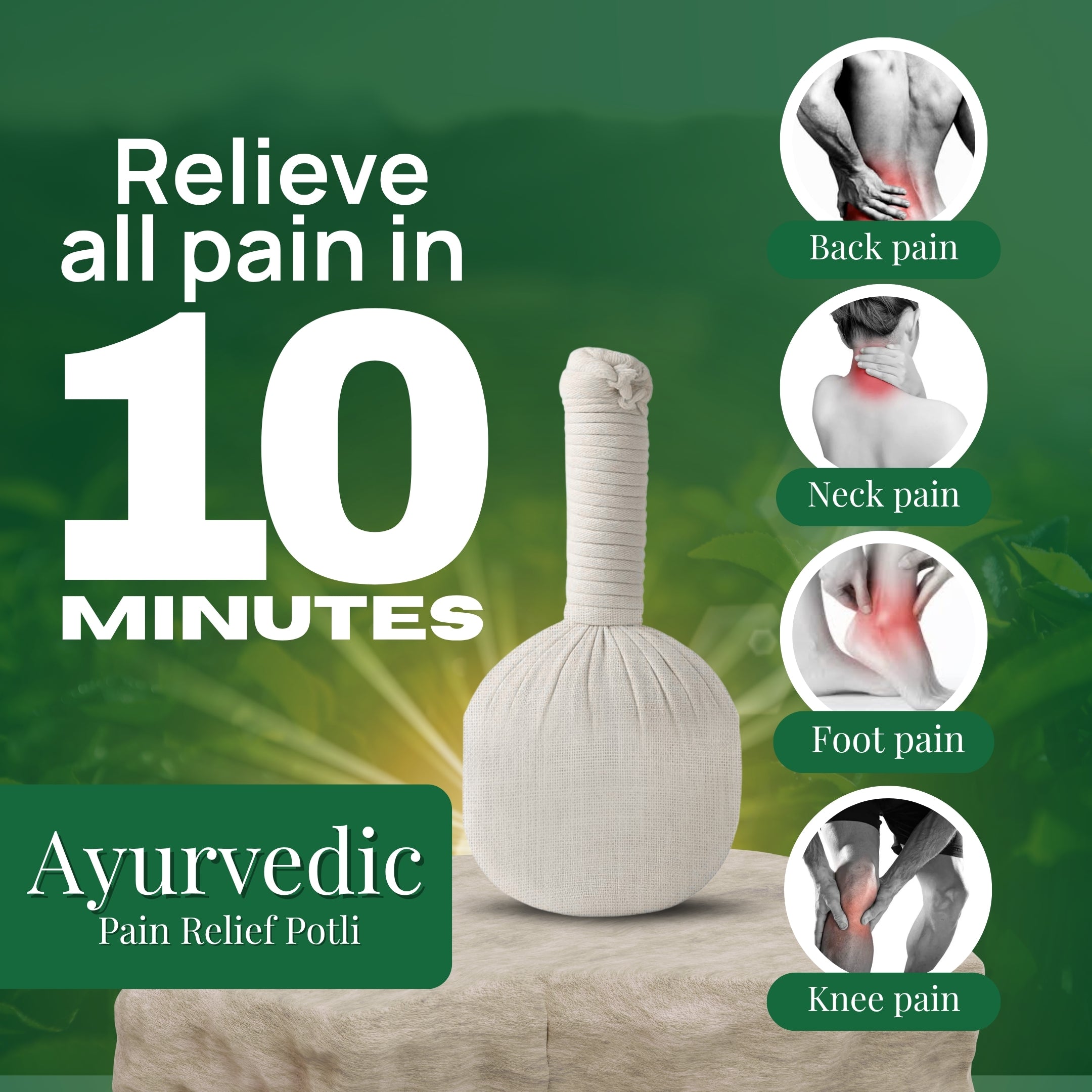 Zandu Ayurvedic Pain Relief Potli – 180g | Herbal Massage Compress for Knee, Back & Muscle Pain | 17 Healing Herbs