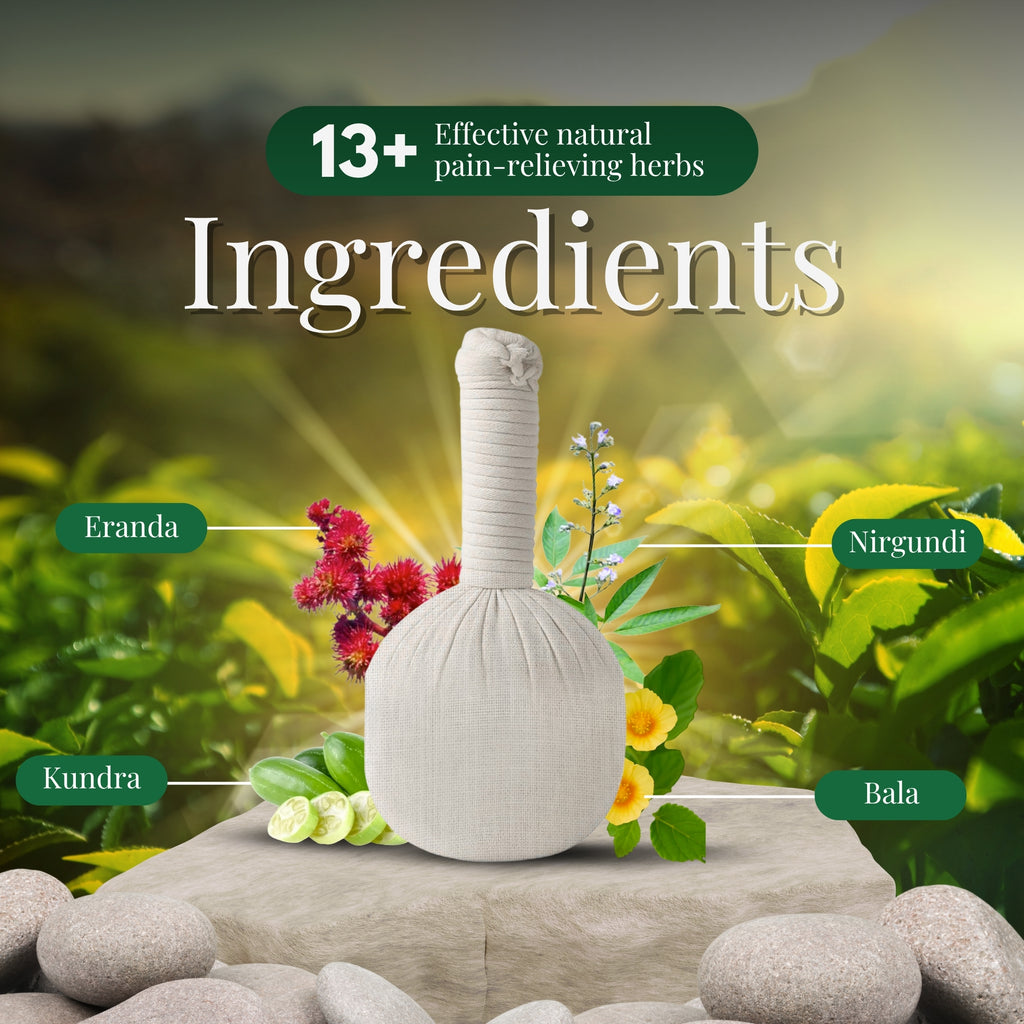 Zandu Ayurvedic Pain Relief Potli – 180g | Herbal Massage Compress for Knee, Back & Muscle Pain | 17 Healing Herbs