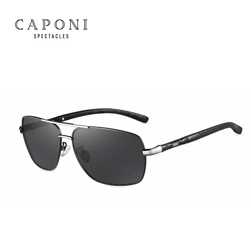 CAPONI Photochromic Men's Sunglasses Polarized Classic Brand Design Anti Ray Shades Driving Square Sun Glasses Men UV400 BS8724