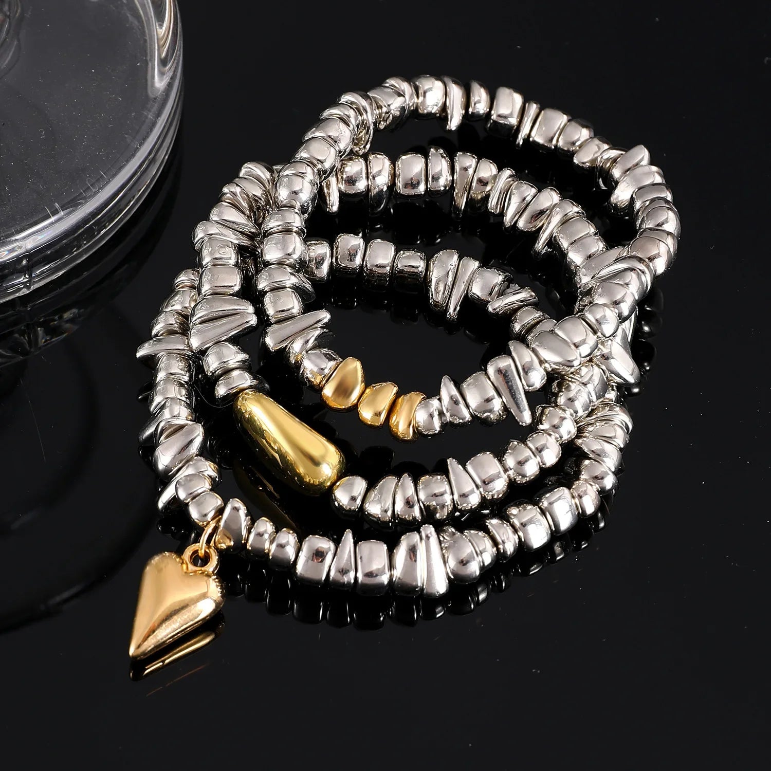 Vintage Irregularity Unique Design CCB Bead Heart-Shaped Pendant Bracelet SetS for Woman Fashion Bracelet Jewelry Holiday Gift