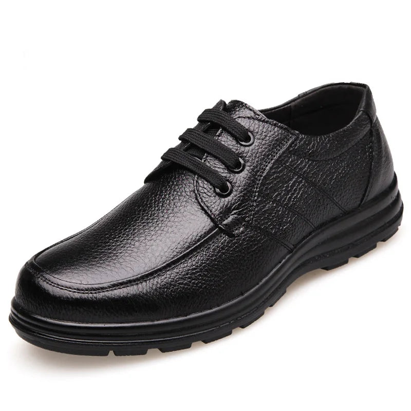 Genuine Leather Shoes Men Flat Fashion Men's Casual Brogues Shoes Brand Male Footwear Soft Comfortable Black ZH740