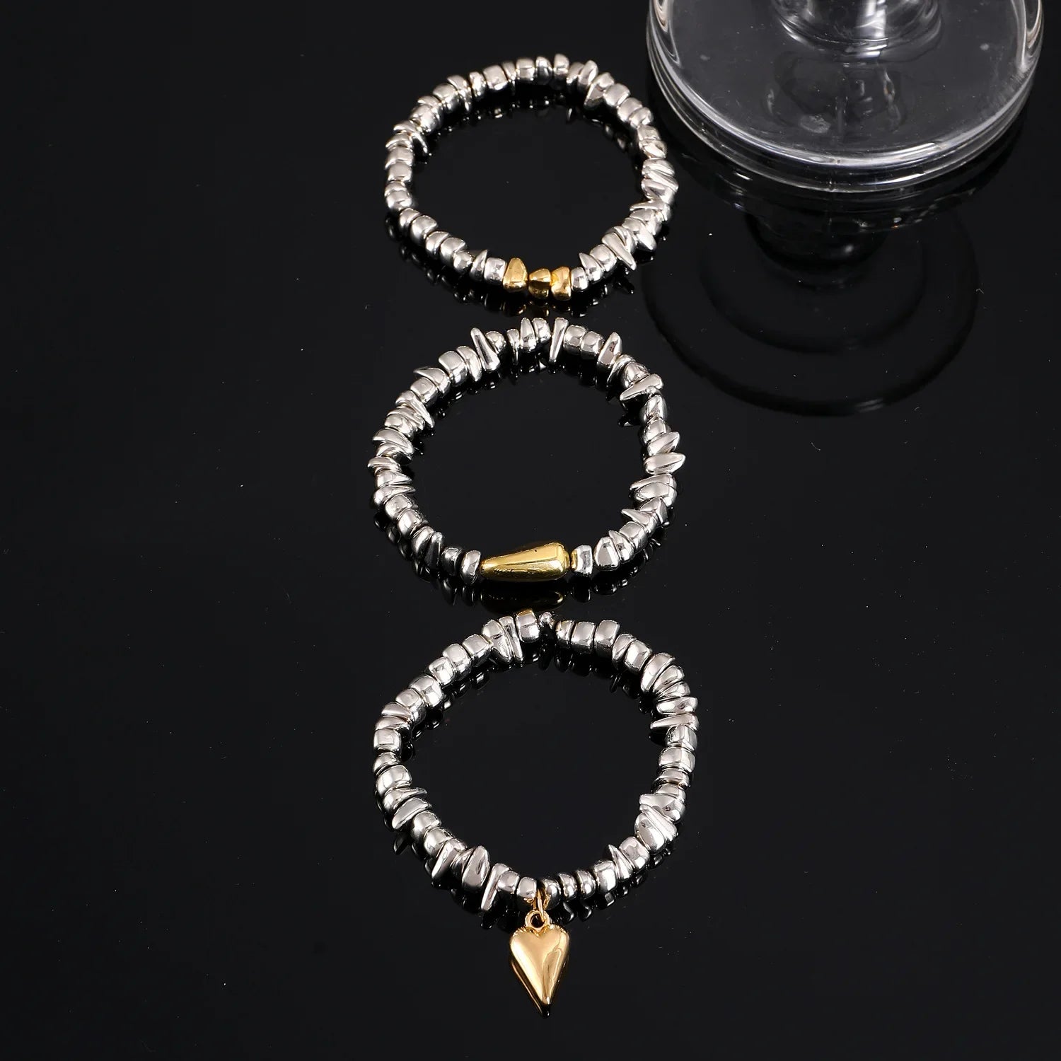 Vintage Irregularity Unique Design CCB Bead Heart-Shaped Pendant Bracelet SetS for Woman Fashion Bracelet Jewelry Holiday Gift