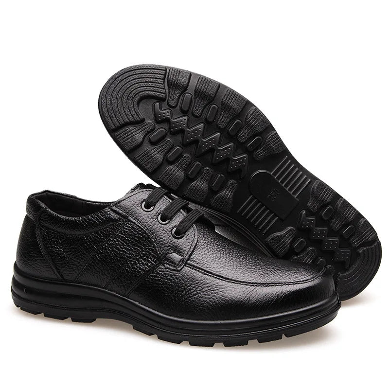 Genuine Leather Shoes Men Flat Fashion Men's Casual Brogues Shoes Brand Male Footwear Soft Comfortable Black ZH740