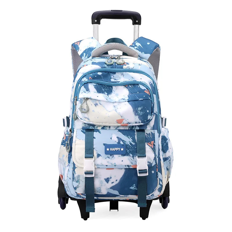 Kids School Backpack with Wheels Rolling Backpack for Girls Student Wheeled Backpack Trolley School Bag Travel Trolley Luggage