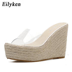Eilyken Summer Fashion PVC Jelly Wedges Platform Women's Slippers Sandals Casual Shoes Size 34-40