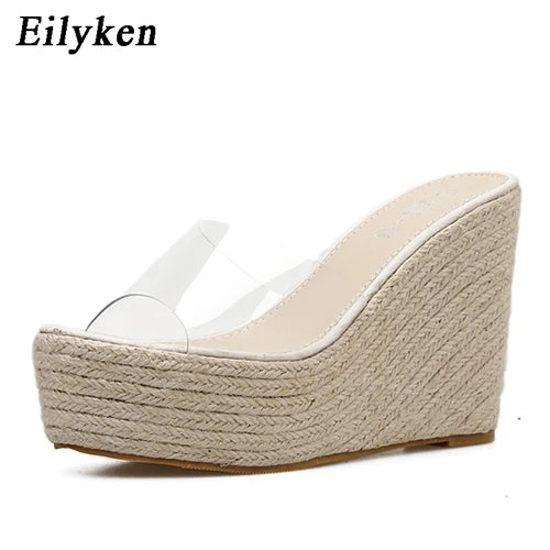 Eilyken Summer Fashion PVC Jelly Wedges Platform Women's Slippers Sandals Casual Shoes Size 34-40