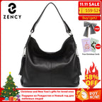 Zency 2025 New Fashion Soft Real Genuine Leather Tassel Women Handbag Elegant Ladies Hobo Shoulder Bag Messenger Purse Satchel