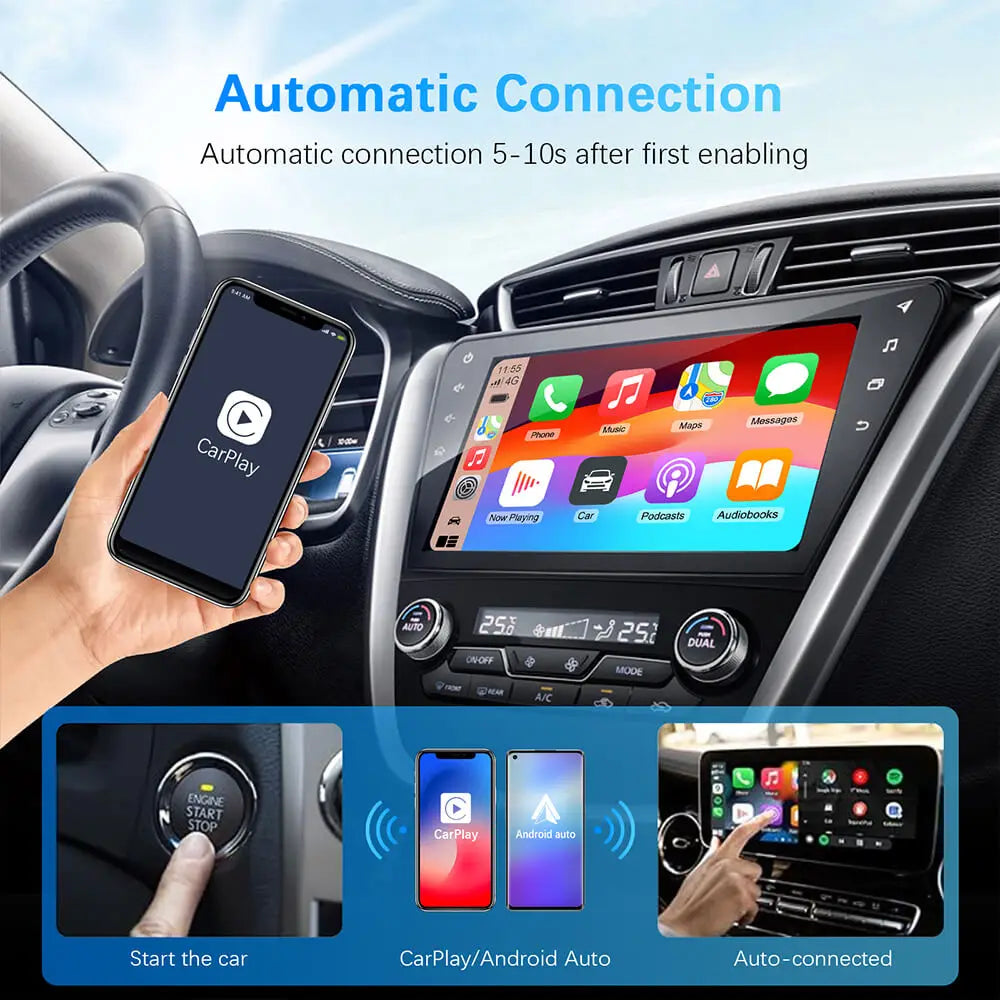 NEW 2in1 Wireless CarPlay AI Mini Android Auto Box Plug&Play Automatic Connection Compatible with 99% of Cars For Car Radio