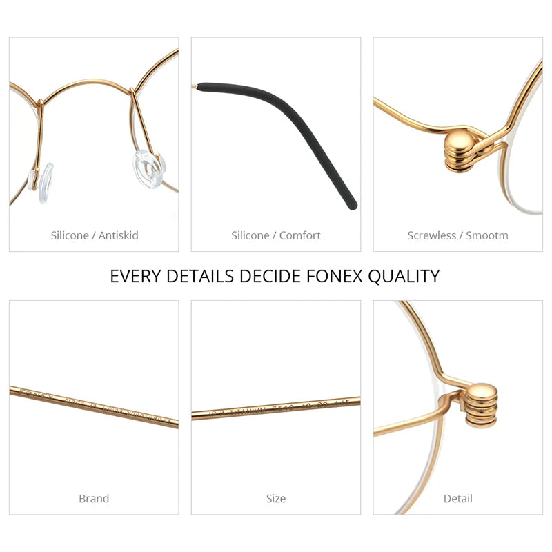 FONEX B Titanium Glasses Frame Women Brand Design Eyeglasses Men Korean Denmark Ultralight-Weight Morten Screwless Eyewear 7510