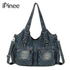 iPinee Women's Denim Bag Y2K Vintage Blue Jean Purse and Handbags Crossbody Shoulder Wallet Large Capacity