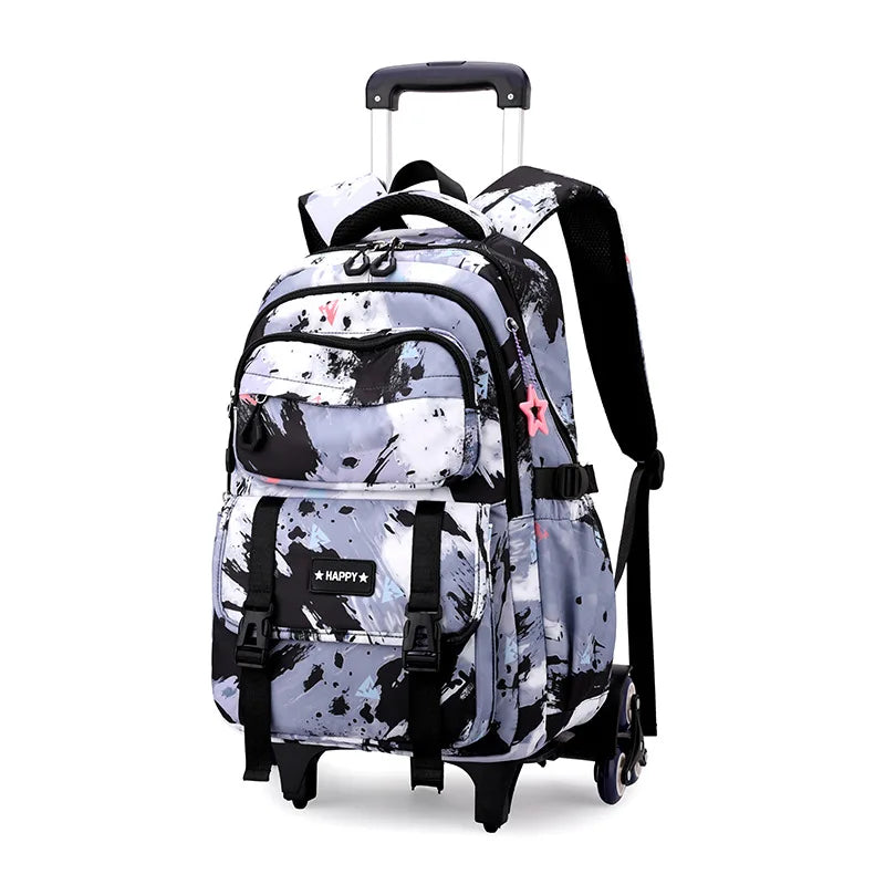 Kids School Backpack with Wheels Rolling Backpack for Girls Student Wheeled Backpack Trolley School Bag Travel Trolley Luggage