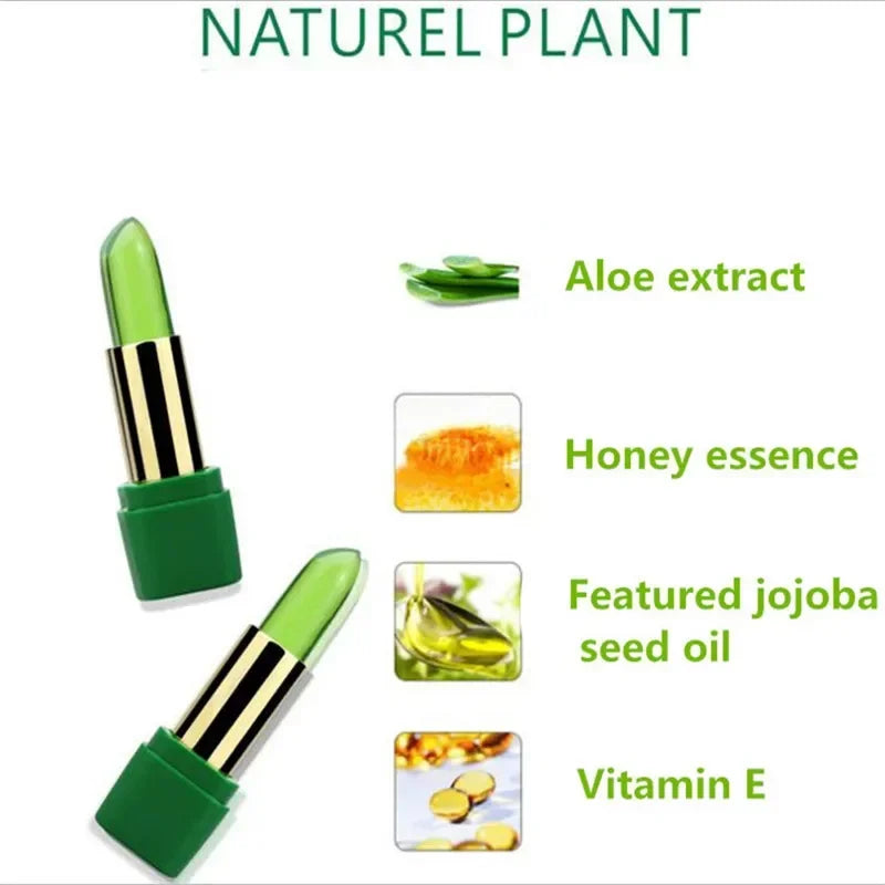New Batom 99% ALOE VERA Natural Temperature Change Color Jelly Lipstick Long Lasting Moistourizing Nutritious Lip Balm Makeup